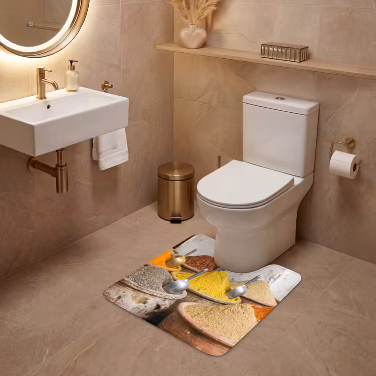 WC Mat - Kruiden - Potten - Oosters - Kruiden - Potten - Oosters WCmat U-uitsnede middel