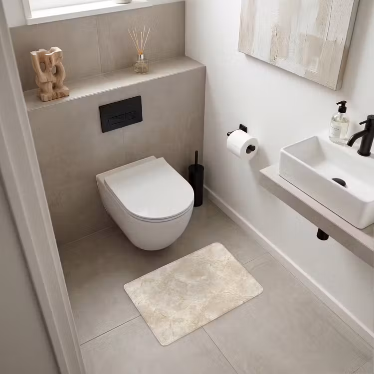 Lichtbeige - Marmer - Aders WCmat klein 1009 -sfeer1