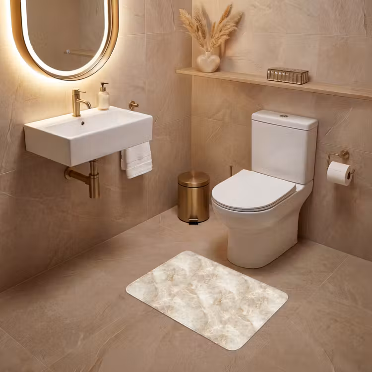 Lichtbeige - Onyx - Subtiel WCmat klein 1009 -sfeer3