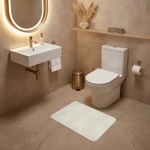 Linnen - Textuur - Beige WCmat klein 1009 -sfeer3