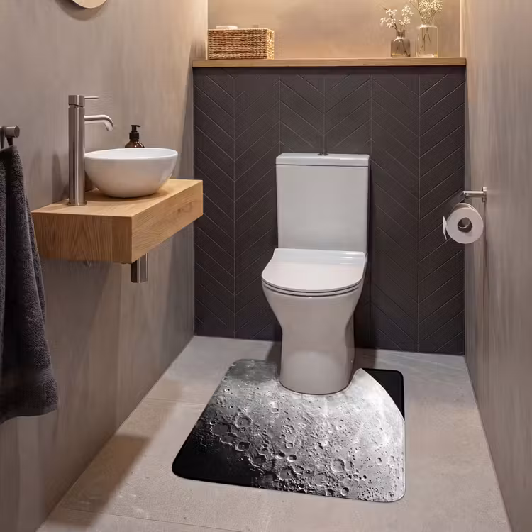 WC Mat - Maan - Kraters - Ruimte - Maan - Kraters - Ruimte WCmat U-uitsnede middel