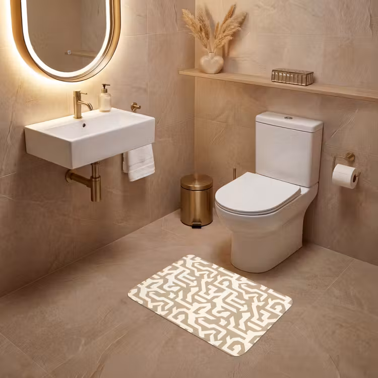 Modern - Abstract - Beige WCmat klein 1009 -sfeer3