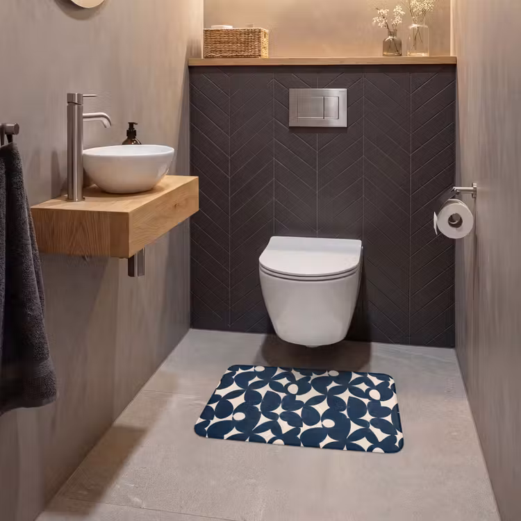 Modern - Geometrisch - Blauw WCmat klein 1009 -sfeer2