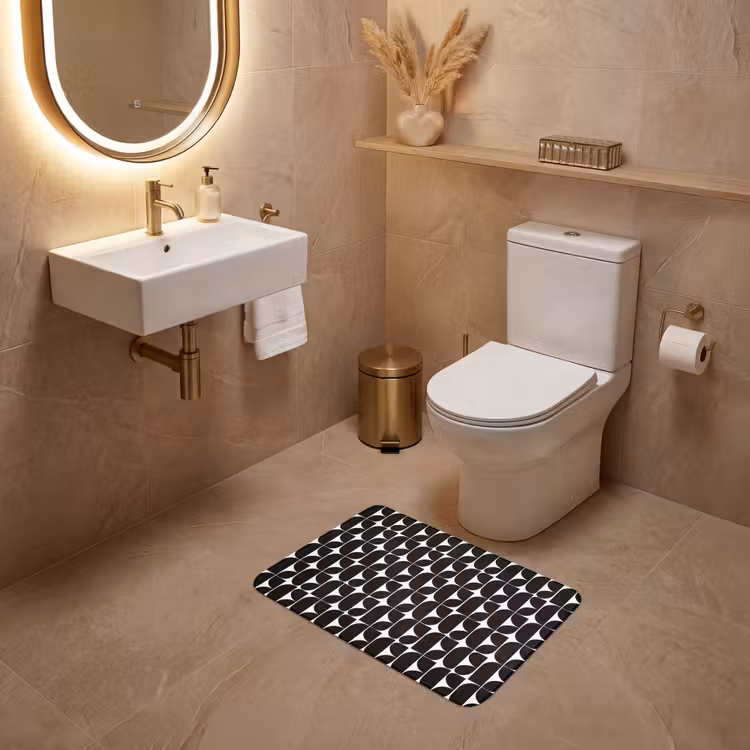 Modern - Geometrisch - Zwart WCmat klein 1009 -sfeer3