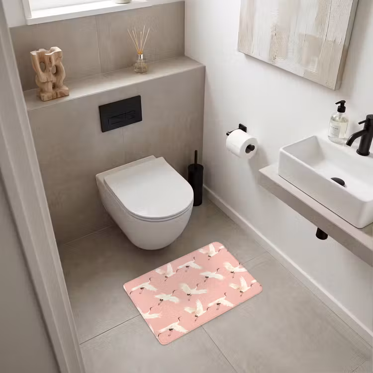 Modern - Kraanvogels - Roze WCmat klein 1009 -sfeer1