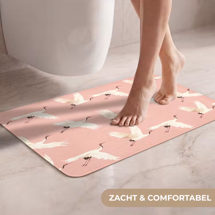 Modern - Kraanvogels - Roze WCmat klein 1009 -USP_ZachtNL