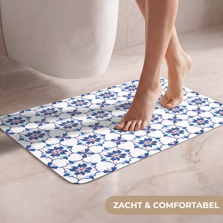 Modern - Patroon - Blauw - Roze WCmat klein 1009 -USP_ZachtNL