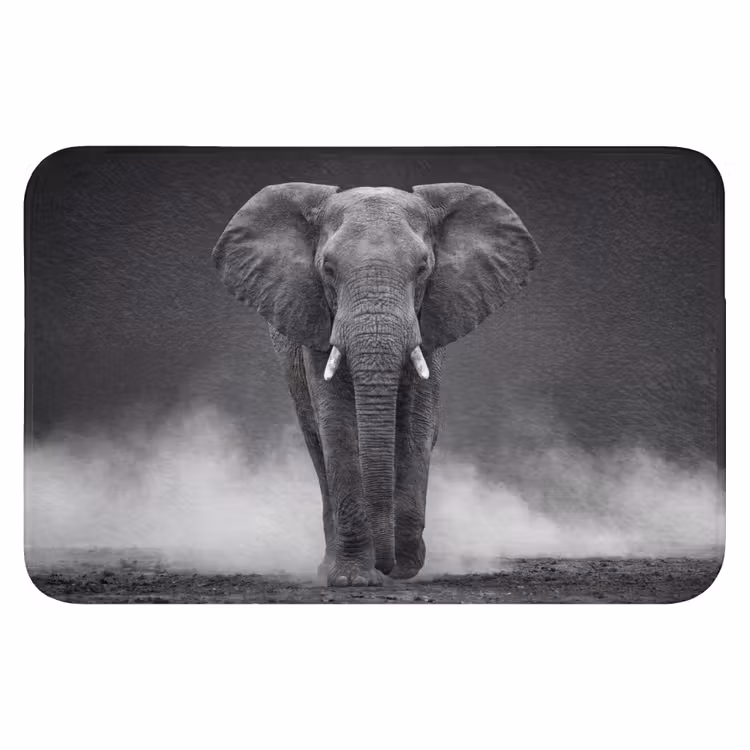Olifant - Zwart - Wit - Rook WCmat klein -3d