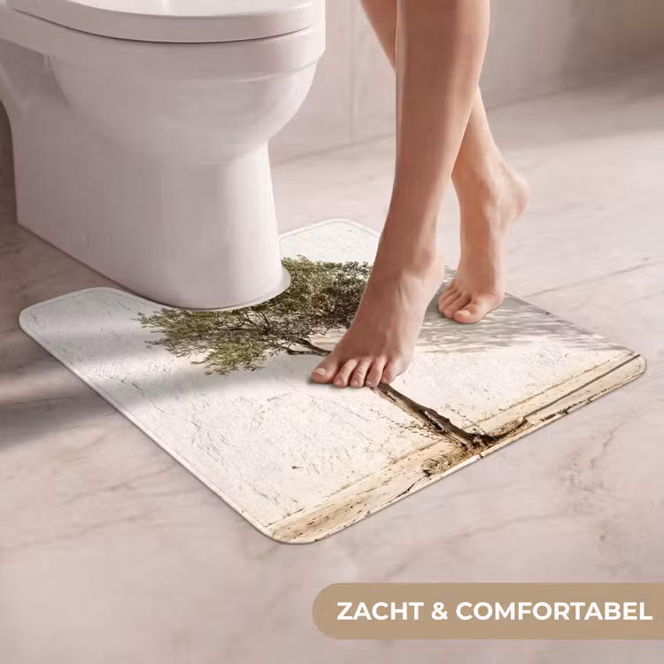 WC Mat - Olijfboom - muur - wit - Olijfboom - muur - wit WCmat U-uitsnede middel