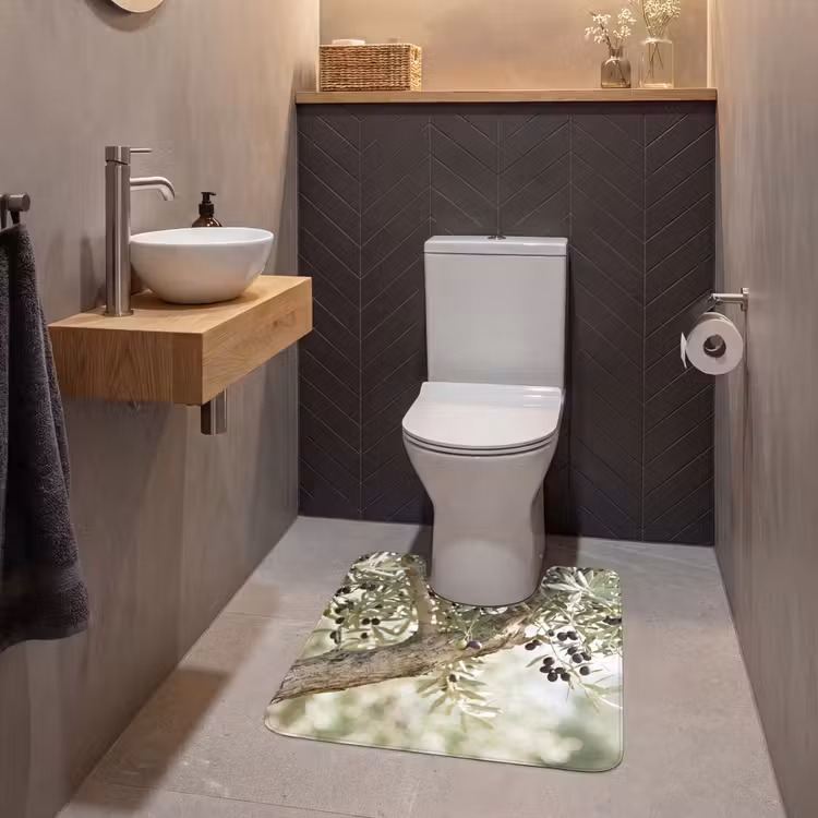 WC Mat - Olijfboom - tak - groen - Olijfboom - tak - groen WCmat U-uitsnede middel