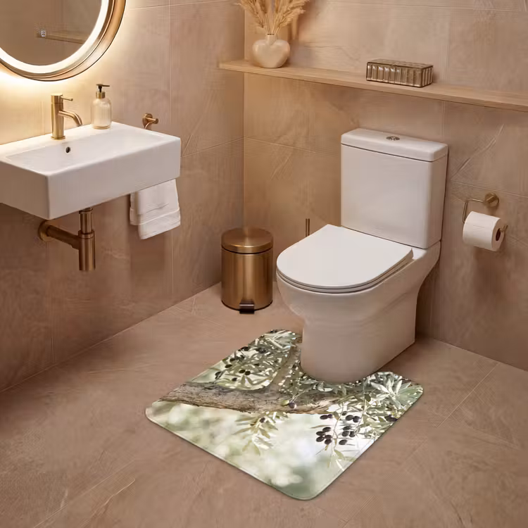 WC Mat - Olijfboom - tak - groen - Olijfboom - tak - groen WCmat U-uitsnede middel
