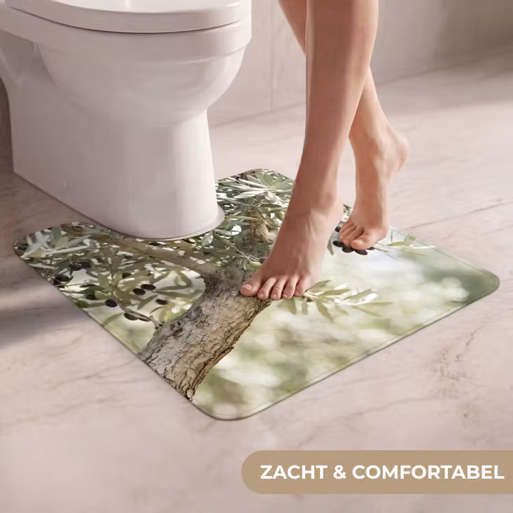 WC Mat - Olijfboom - tak - groen - Olijfboom - tak - groen WCmat U-uitsnede middel