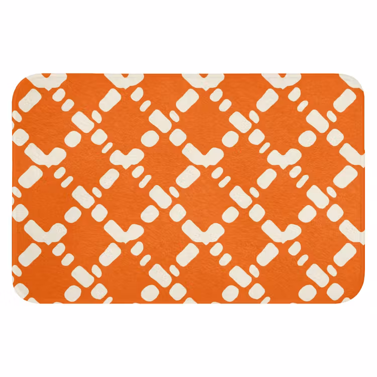 Oranje - Ruitpatroon - Wit WCmat klein 1009 -3d