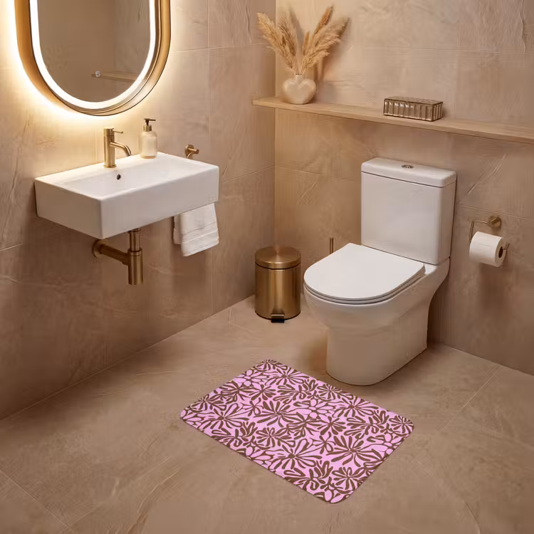 Organisch - Patroon - Roze WCmat klein 1009 -sfeer3
