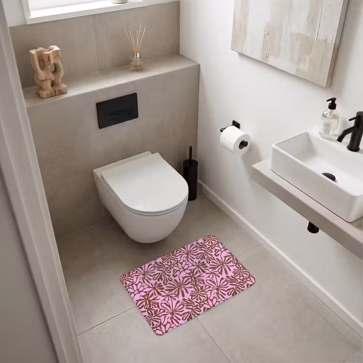 Organisch - Patroon - Roze WCmat klein 1009 -sfeer1