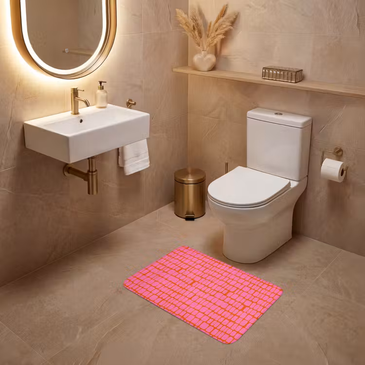 Organisch - Raster - Roze WCmat klein 1009 -sfeer3