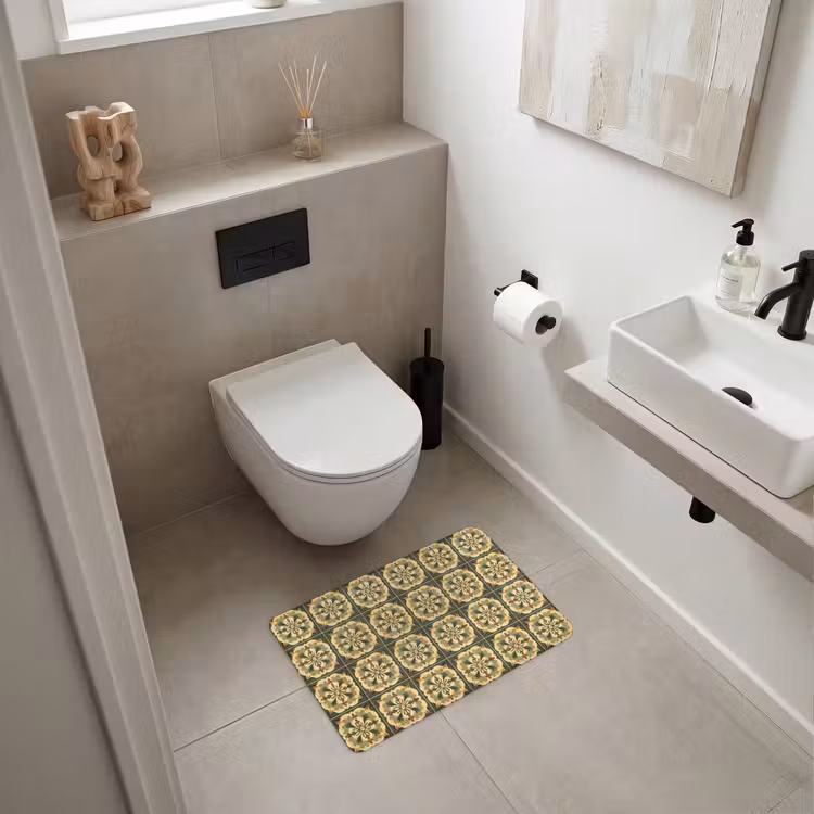 Ornament - Patroon - Groen WCmat klein 1009 -sfeer1