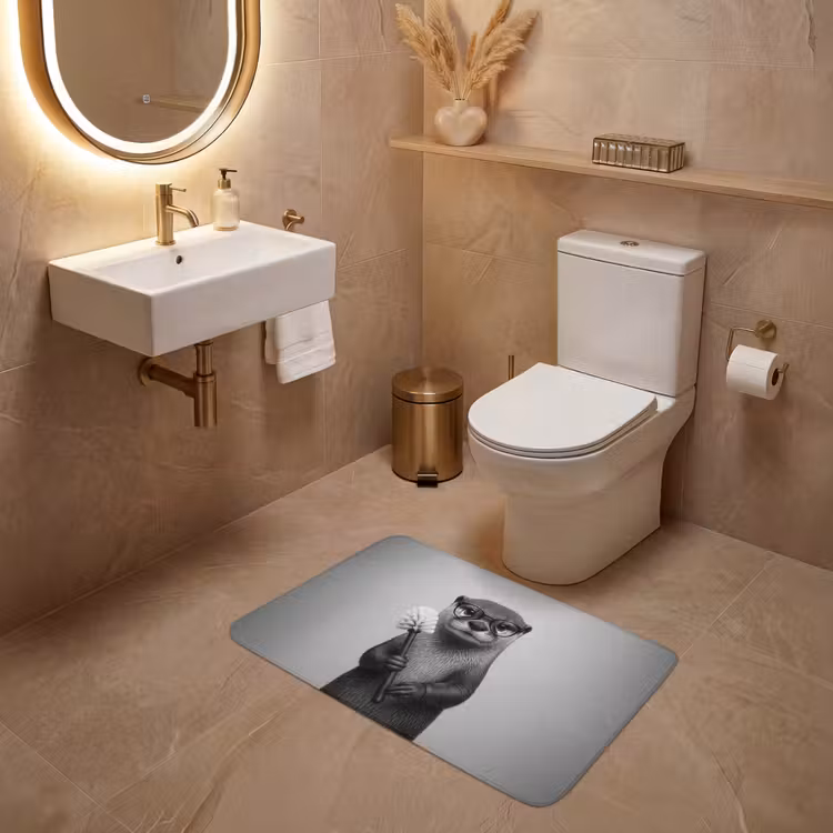 Otter - Wc-borstel - Bril - Zwart - Wit WCmat klein -sfeer3