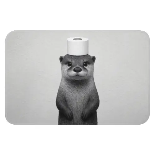 Otter - WC rol - Zwart - Wit WCmat klein -3d