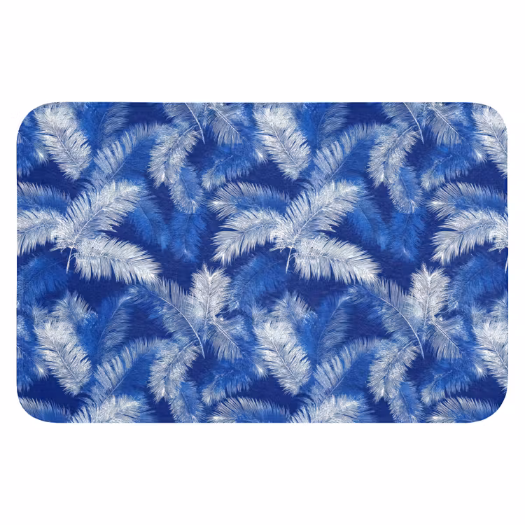 Palmblad - Patroon - Blauw WCmat klein 1009 -3d