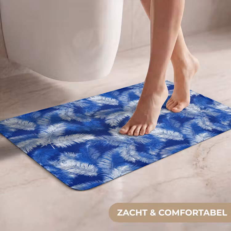 Palmblad - Patroon - Blauw WCmat klein 1009 -USP_ZachtNL