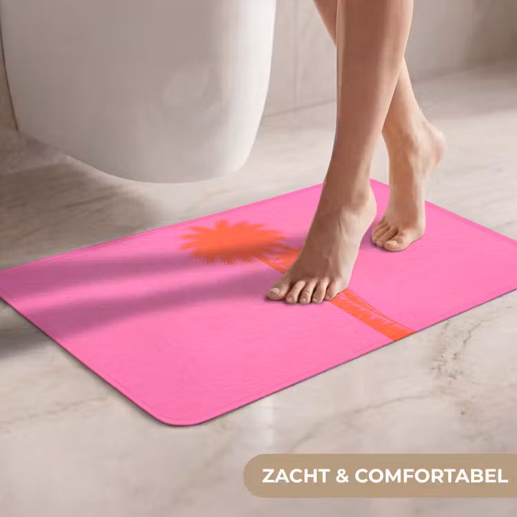 Palmbomen - Modern - Roze WCmat klein -USP_ZachtNL