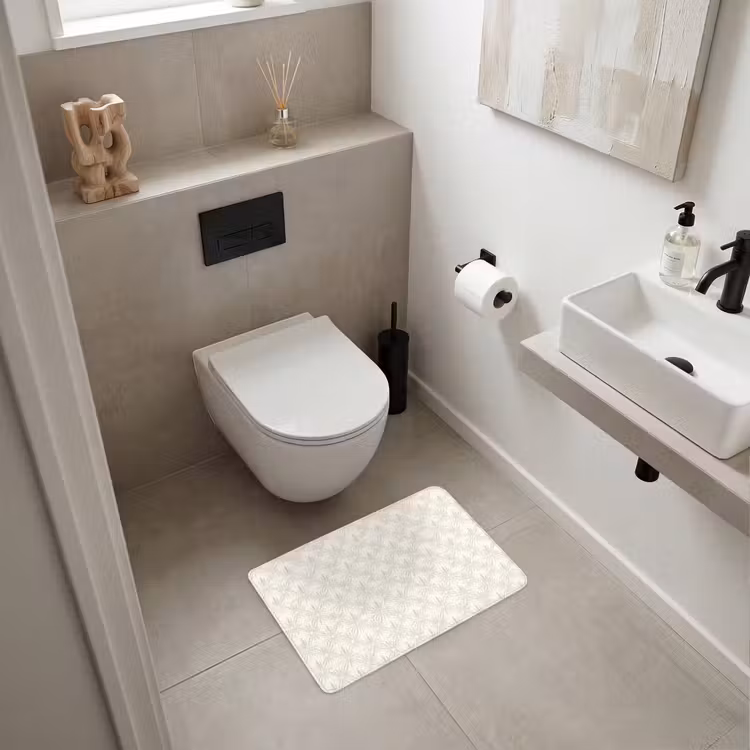 Patroon - Bloemen - Beige WCmat klein 1009 -sfeer1