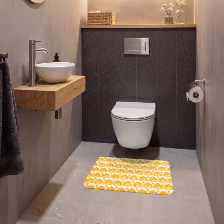 Patroon - Motief - Geel WCmat klein 1009 -sfeer2