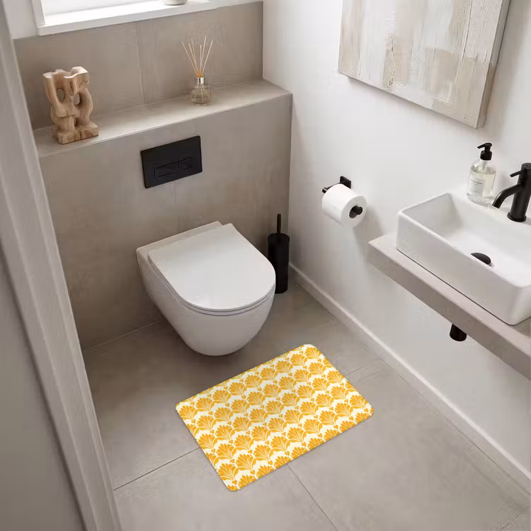 Patroon - Motief - Geel WCmat klein 1009 -sfeer1