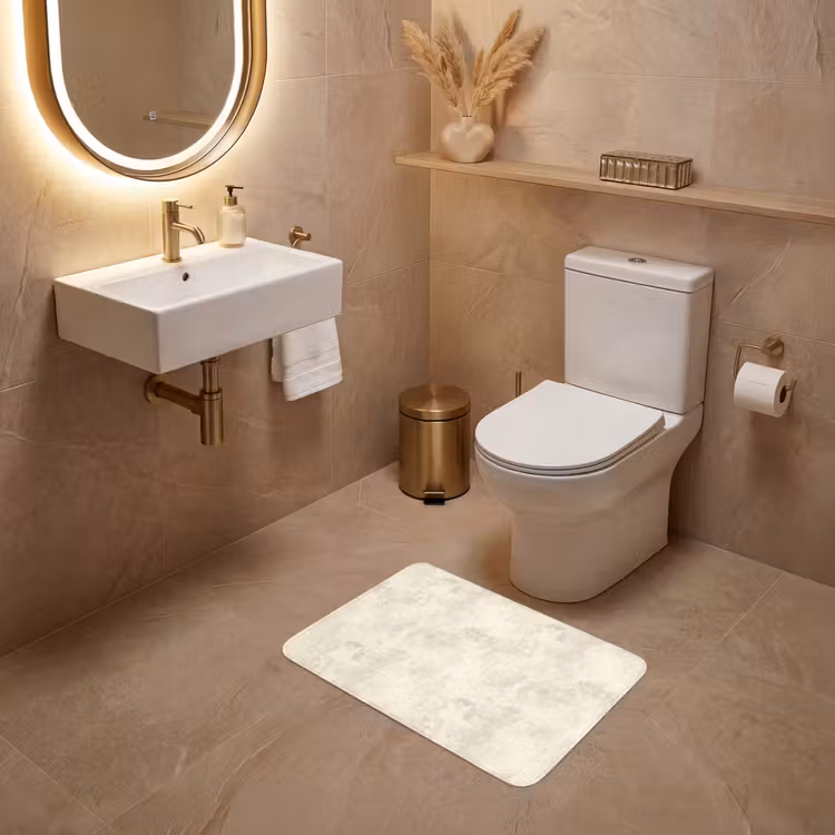Patroon - Organisch - Beige WCmat klein 1009 -sfeer3