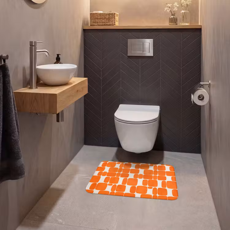 Patroon - Retro - Oranje WCmat klein 1009 -sfeer2