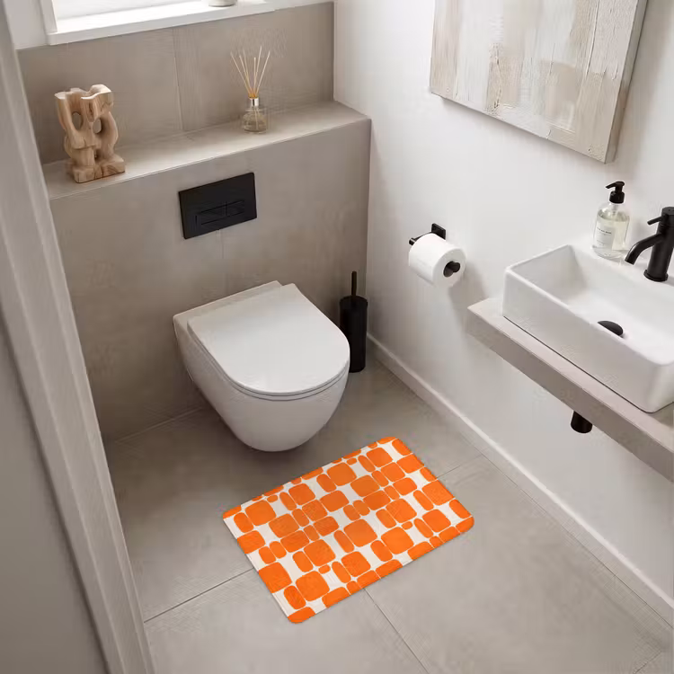 Patroon - Retro - Oranje WCmat klein 1009 -sfeer1