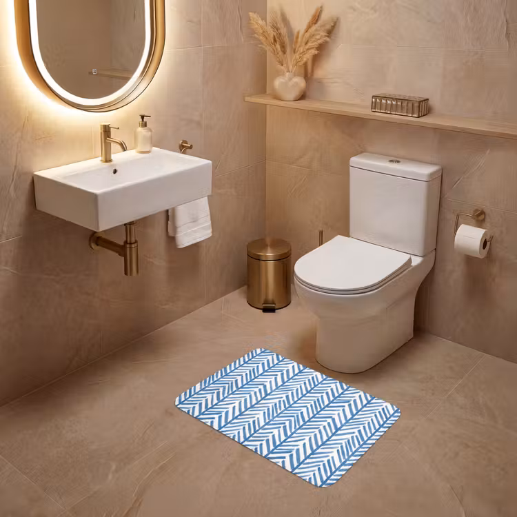 Patroon - Streep - Blauw WCmat klein 1009 -sfeer3