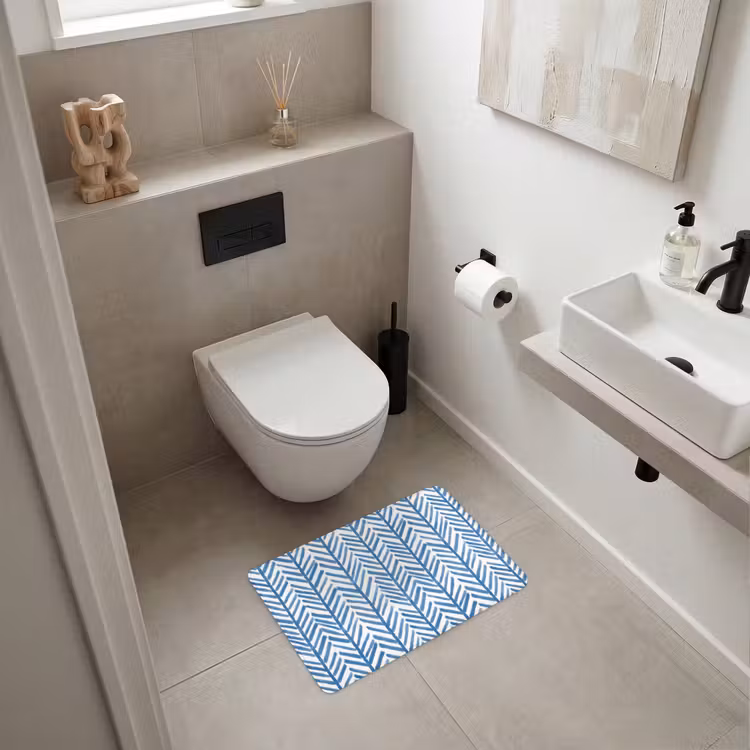 Patroon - Streep - Blauw WCmat klein 1009 -sfeer1