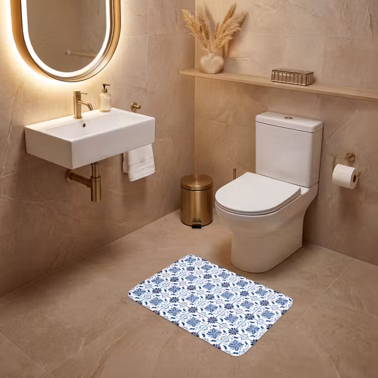 Patroon - Tegel - Blauw WCmat klein 1009 -sfeer3
