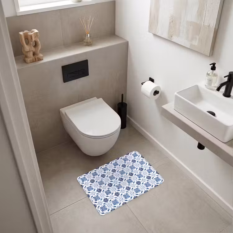 Patroon - Tegel - Blauw WCmat klein 1009 -sfeer1