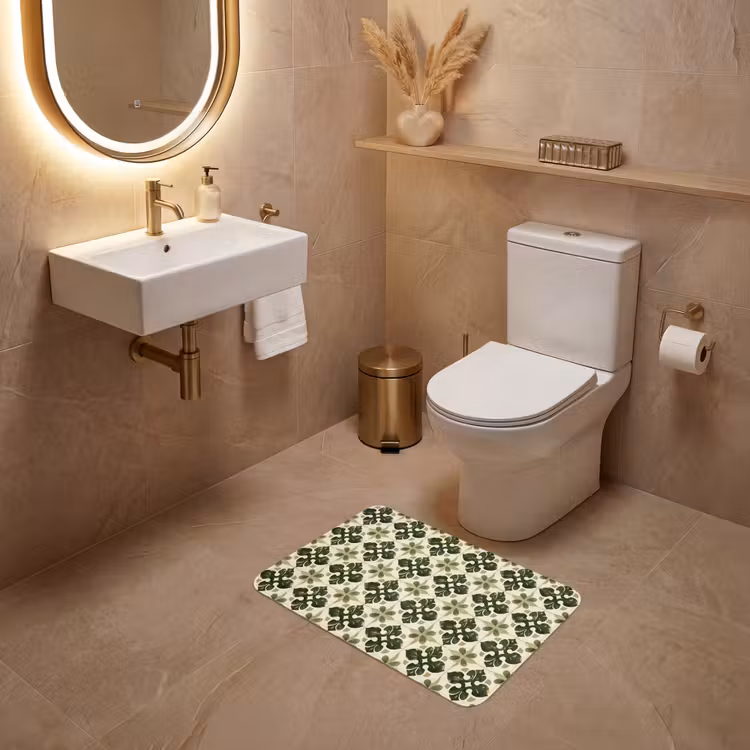 Patroon - Tegel - Groen WCmat klein 1009 -sfeer3