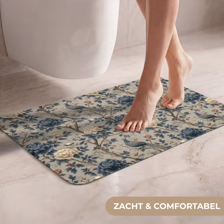 Pauw - Bloemen - Blauw WCmat klein 1009 -USP_ZachtNL