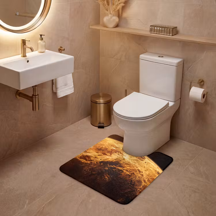 WC Mat - Planeet - Ruimte - Oranje - Planeet - Ruimte - Oranje WCmat U-uitsnede middel