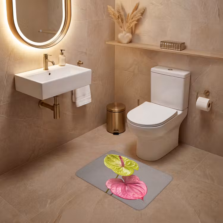 Planten - Anthurium - Groen - Roze WCmat klein -sfeer3