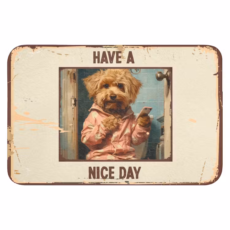 Quotes - Hond - Have a nice day - Vintage - Spreuk WCmat klein -3d
