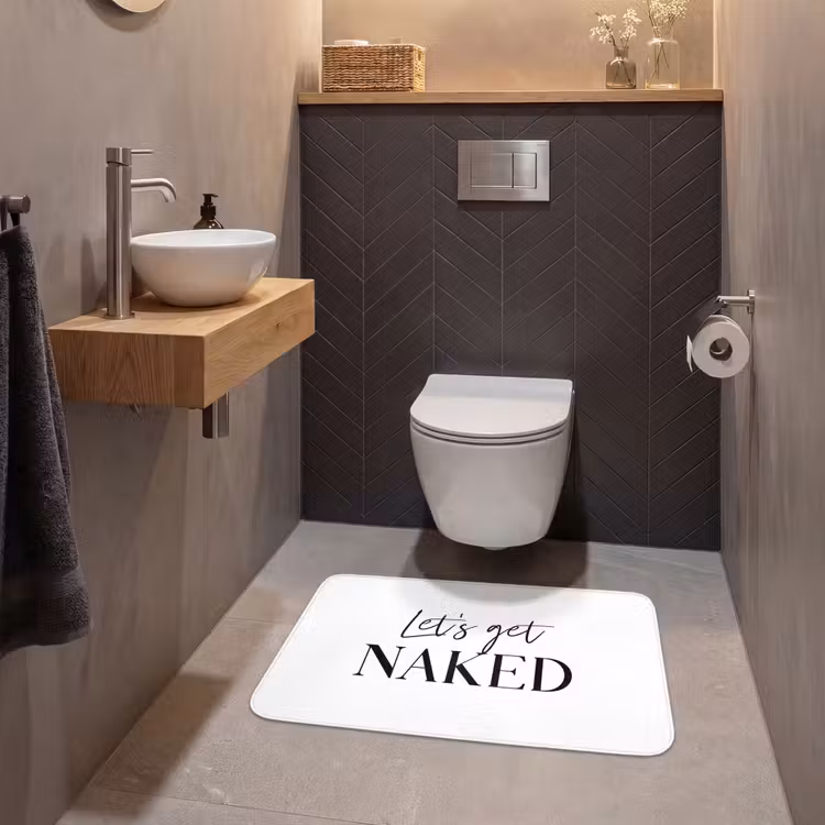 Quotes - Let's get naked - Wit - Spreuk WCmat middel -sfeer2