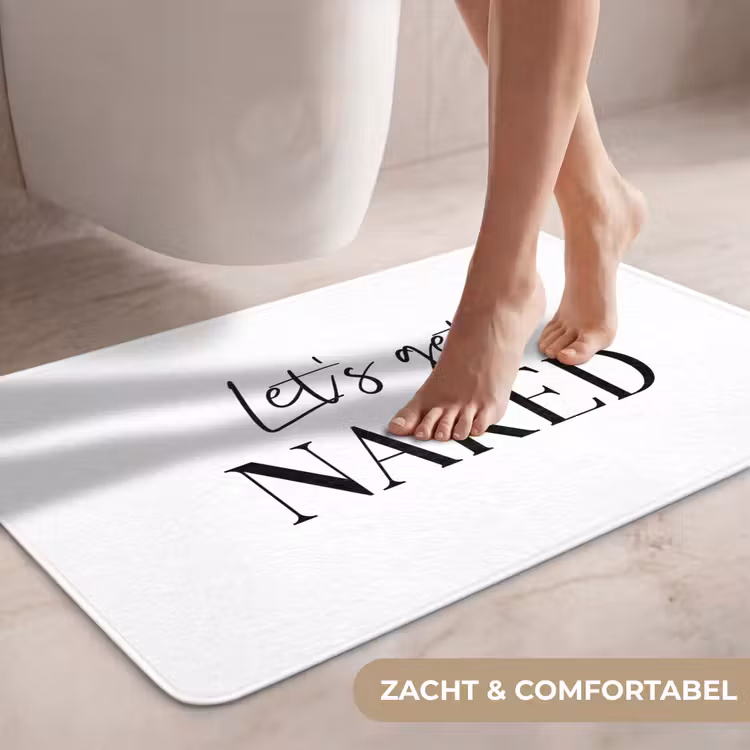 Quotes - Let's get naked - Wit - Spreuk WCmat middel -USP_ZachtNL
