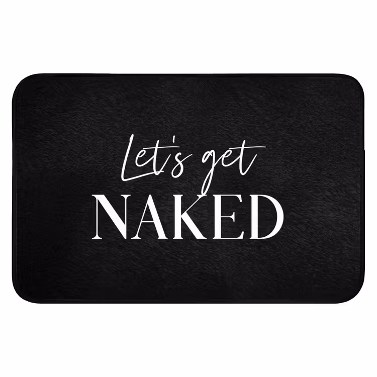 Quotes - Let's get naked - Zwart - Spreuk WCmat klein -3d