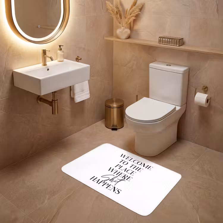 Quotes - Welcome to the place where shit happens - Wit - Humor WCmat middel -sfeer3