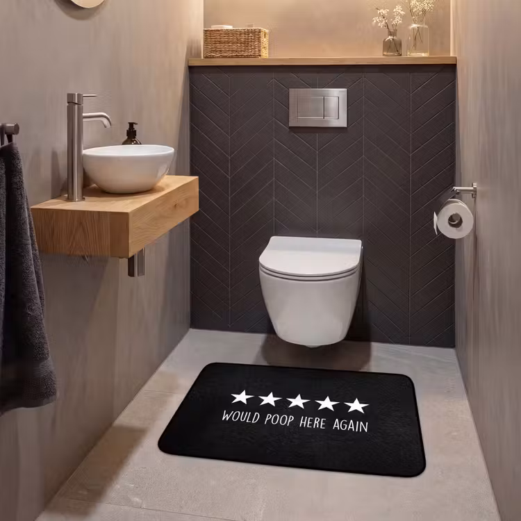 Quotes - Would poop here again - Humor - Zwart - Spreuk WCmat middel -sfeer2