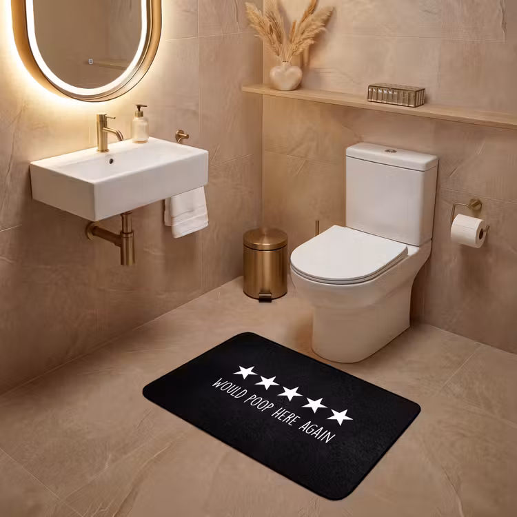 Quotes - Would poop here again - Humor - Zwart - Spreuk WCmat middel -sfeer3