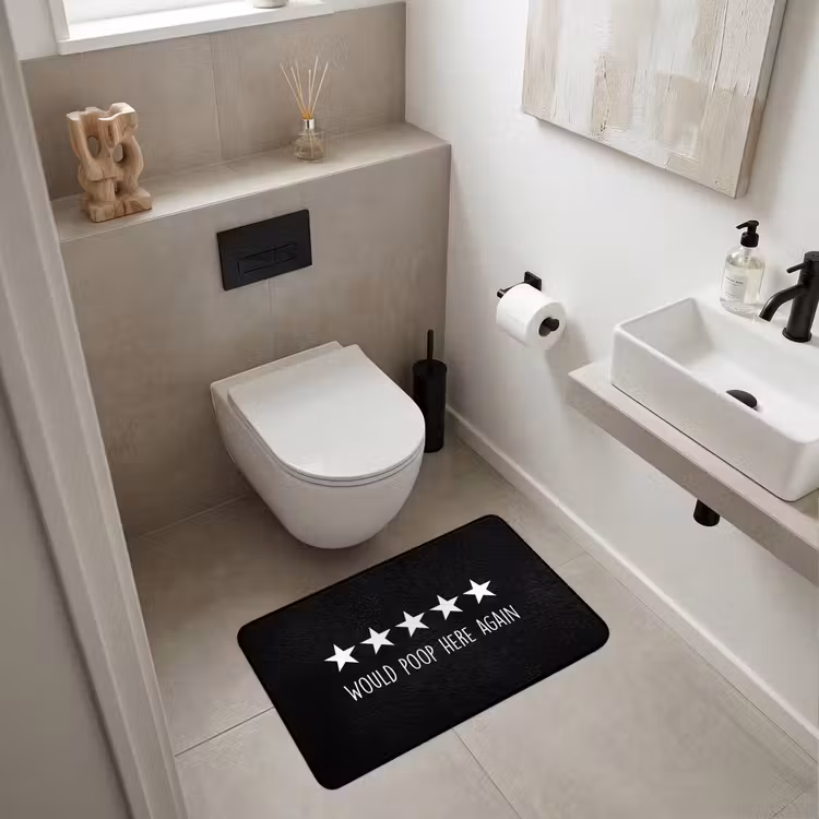 Quotes - Would poop here again - Humor - Zwart - Spreuk WCmat middel -sfeer1