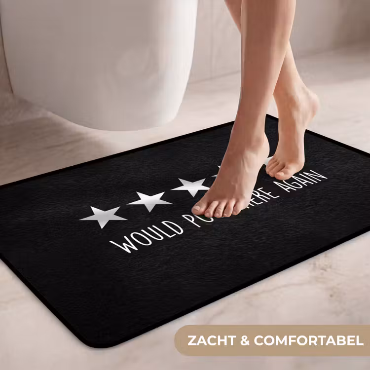 Quotes - Would poop here again - Humor - Zwart - Spreuk WCmat middel -USP_ZachtNL