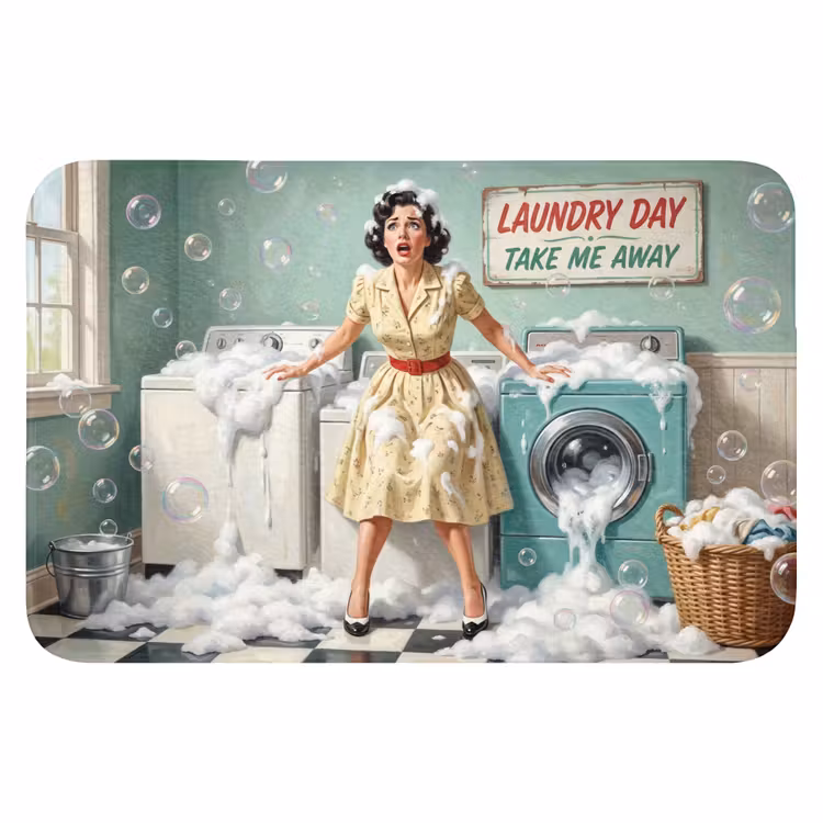 Retro - Blauw - Vrouw WCmat klein -3d